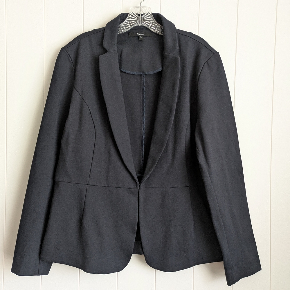 Quince Women’s Ultra Stretch Ponte, Dark Navy Blazer, Large